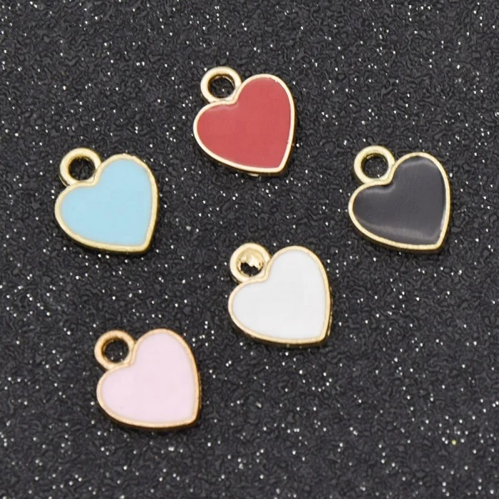 

Fashion delicate stainless steel gold enamel heart charm for DIY charms accessories jewelry bracelet necklace making