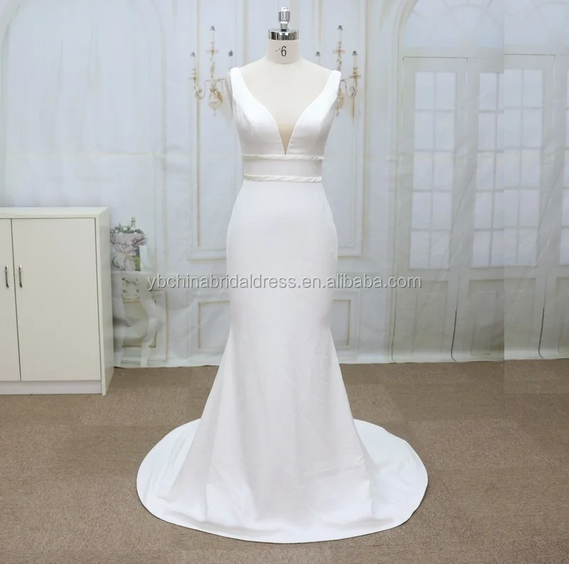
Simple buy elegant import crepe sexy style wedding bridal gown supplier 
