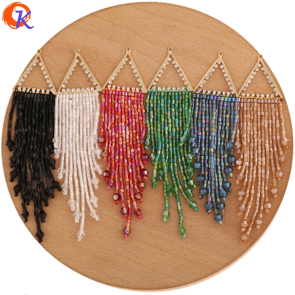 

Jewelry Accessories Cordial Design 20Pcs 24*98MM Jewelry Accessories Crystal Bead Charms Hand Made Crystal Tassel Shape DIY