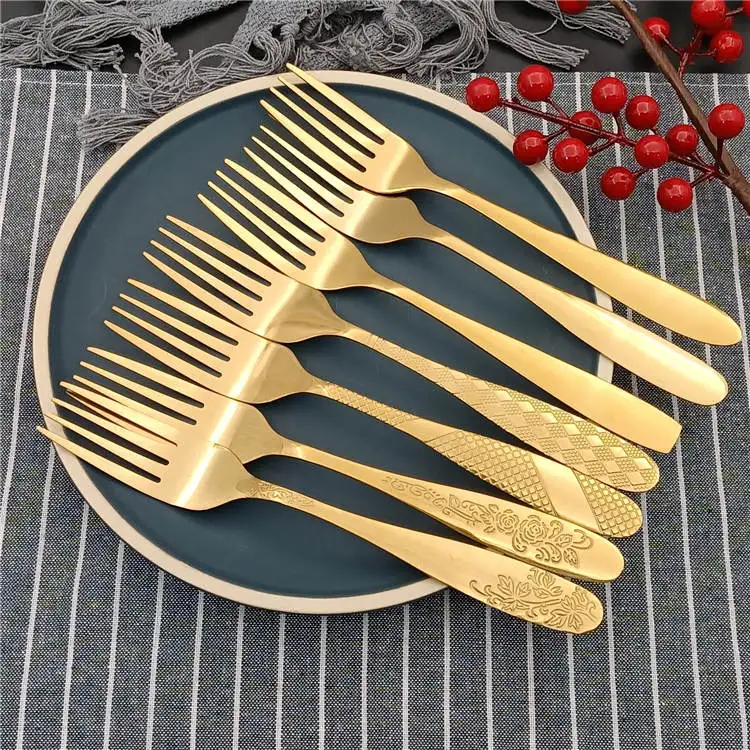 

2022 amazon hot selling gold cutlery fork tableware cutlery set stainless steel