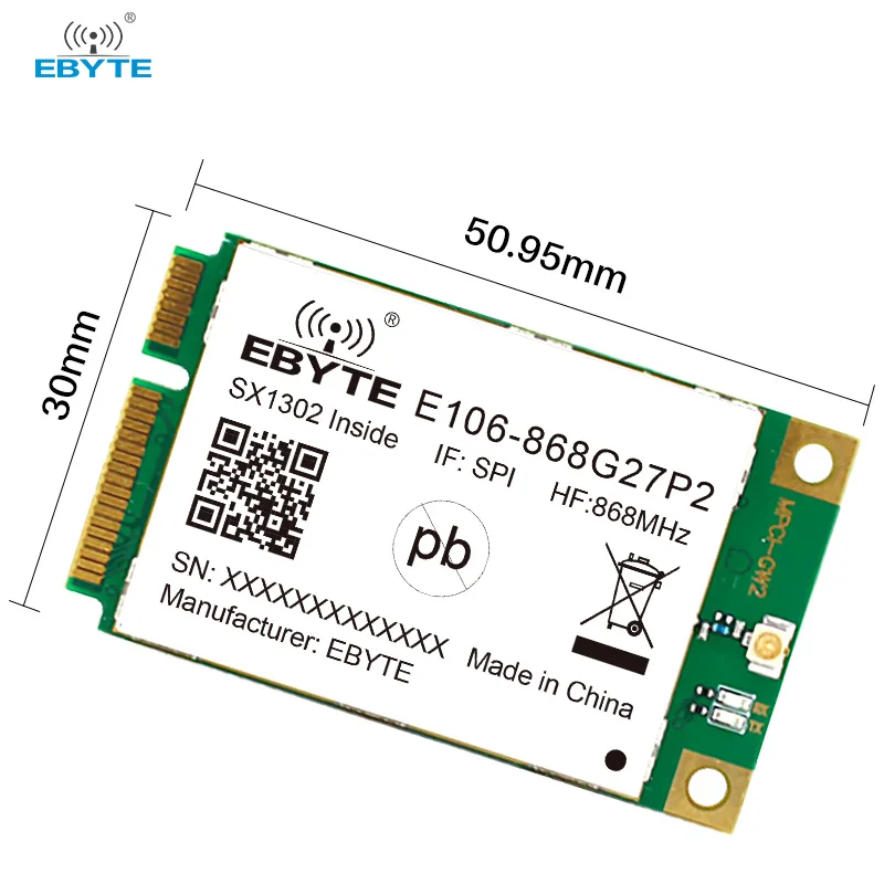 

Ebyte E106-868G27P2 Lora module Sx1302 wireless Lora gateway RF SPI interface