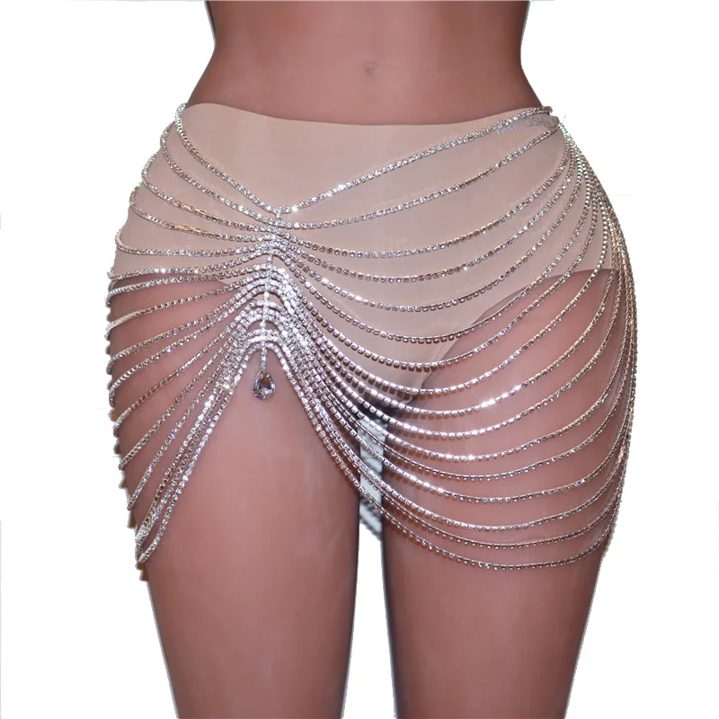 

Shining Layered Crystal Rhinestone Body Jewelry Sexy Waist Belly Body Chain for Women Sexy lingerie Bikini Dress Beach Jewelry