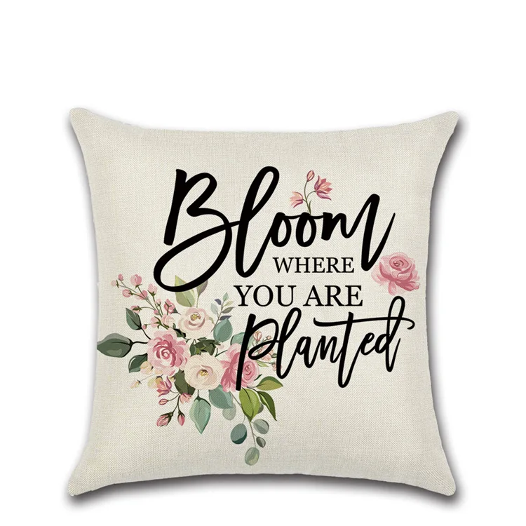 Farmhouse Quotes Pillow Cover 18 X 18 Inch Hello Spring Flower ...