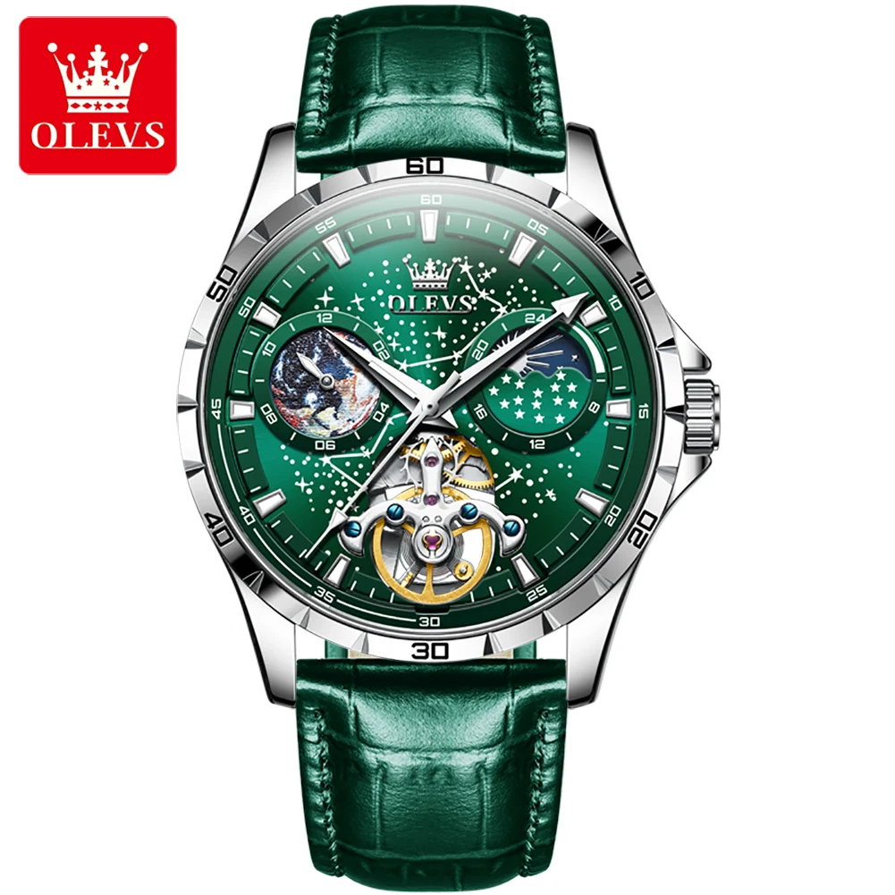 

OLEVS 6689 Custom Luxury Fashion Relojes Hombre Montre Homme Wrist Watch Skeleton Skeleton Automatic Movements Mechanical Watch