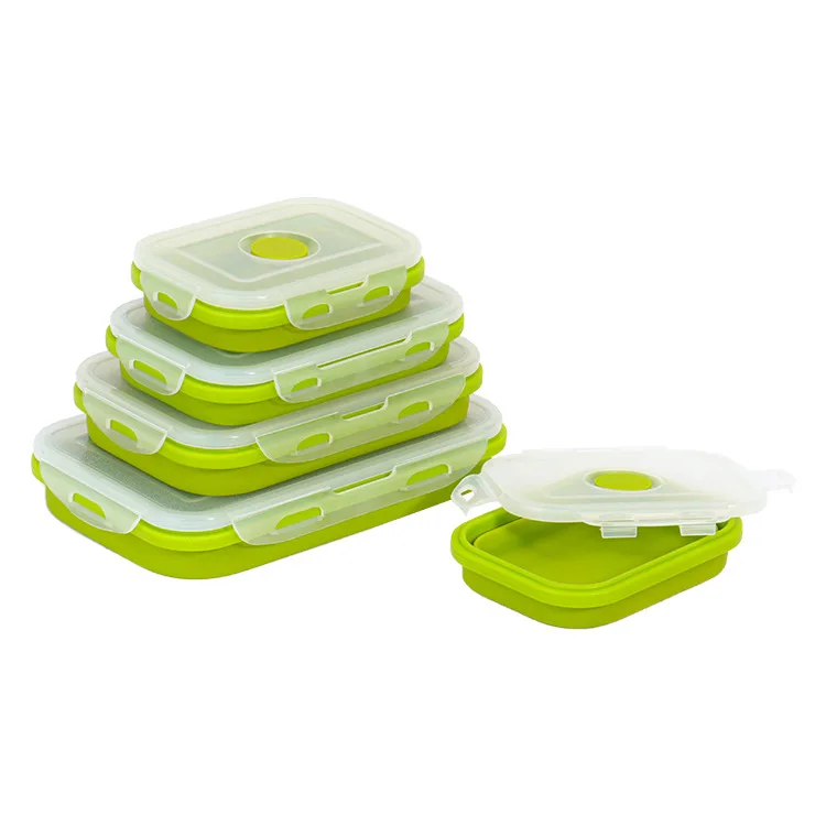

Silicone Food Storage Container Collapsible Lunch Bento Box Storage Boxes Foldable Rectangle Modern, Customized color acceptable