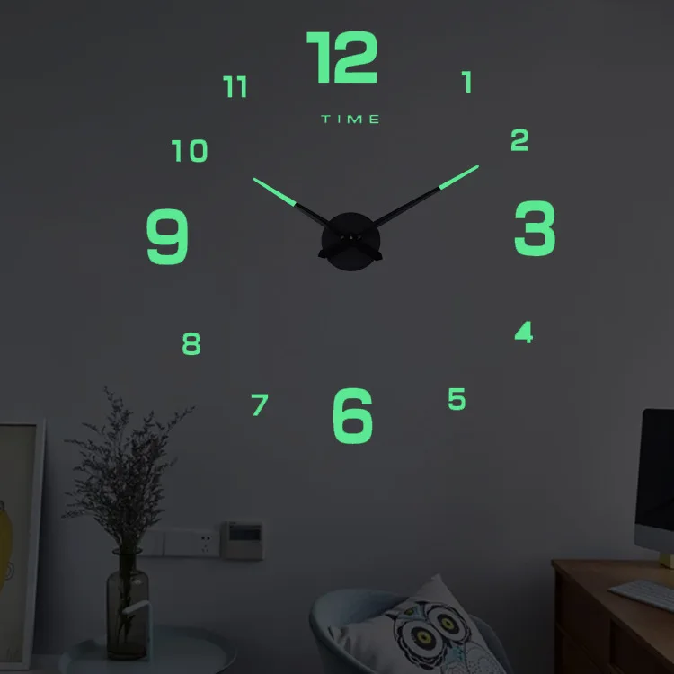 
Modern Home Decoration Luminous DIY Wall Sticker Clock 3D Acrylic Mirror Large Oversized 
