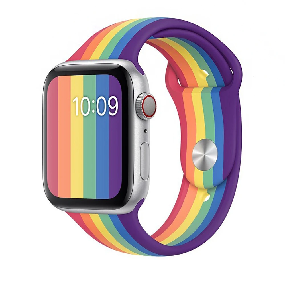 

Lianmi Rainbow Silicone Band For Iwatch Strap Nato Band For Apple Series 5/4/3, Multi colors/as the picture shows