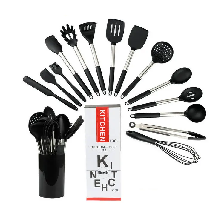 

15 pieces Kitchen Cooking Tools Stainless Steel Handle Silicone Kitchen Utensils set