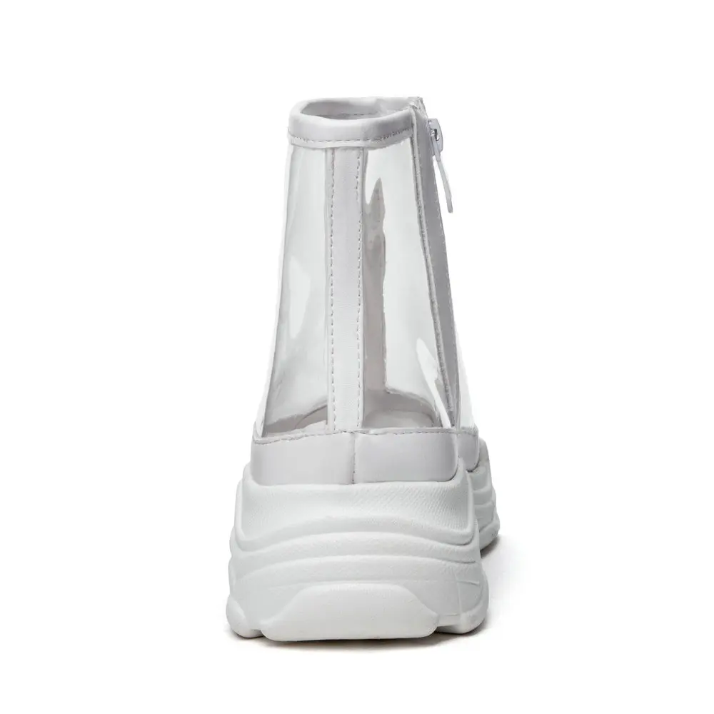 
Fashion Transparent PVC Jelly Women Ankle Boot Casual Wedges Heel Zipper Women Boots Shoes High Quality Boots For Ladies 