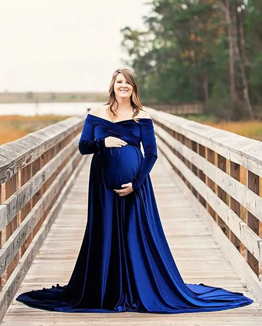 

2021 New Maternity Dress Clothes Long Sleeve Pregnant Photo Shoot Dresses For Baby Shower