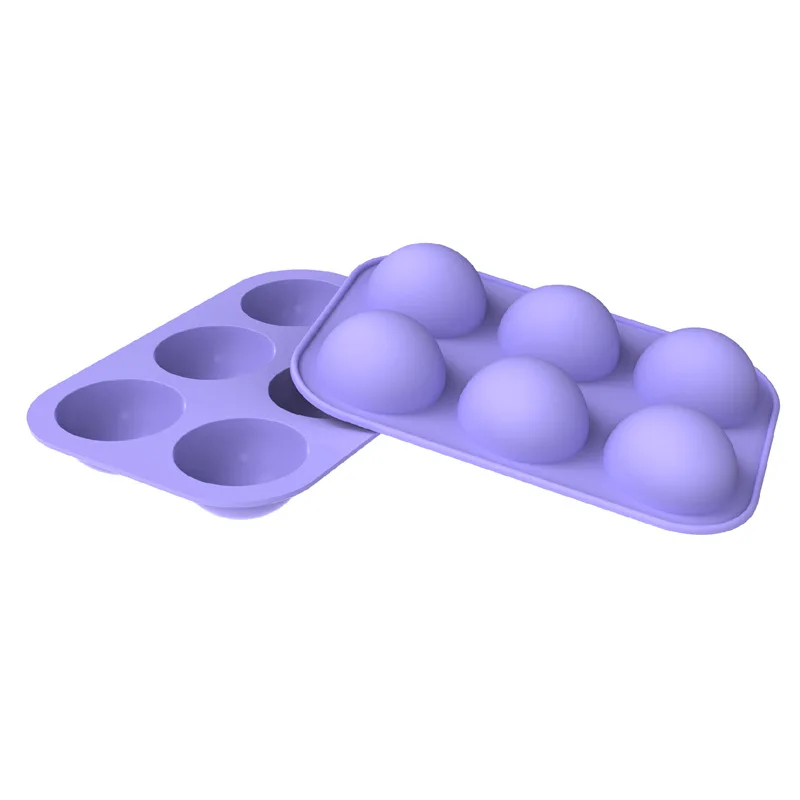 

Purple 6 cavity round half ball shape silicone mould chocolate mold for chocolate and fondand