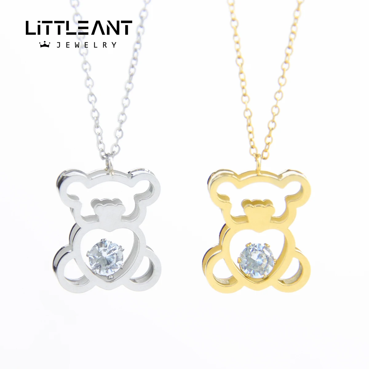 

Little Ant Jewelry Teddy Bear Necklace Pendant Gold Plated Customize Necklace Stainless Steel