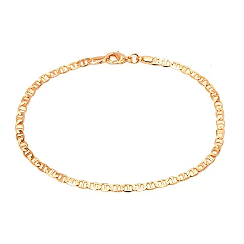 

2021 Wholesale Beautifully Flat Plain Anklet Stainless Steel Gold Plated Cuban Link Anklet for Women
