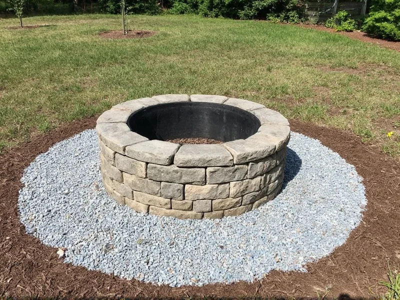 Properly layered fire pit construction with gravel base