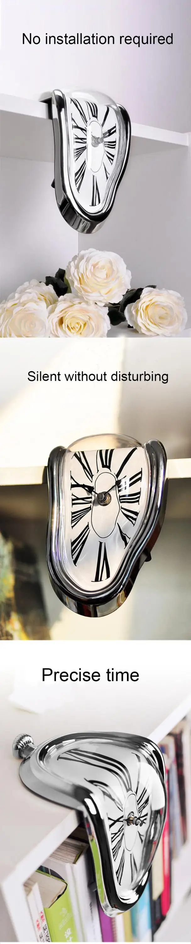 Retro Plastic Creative Abstract Twisted Roman Mumeral Wall Clock Living 