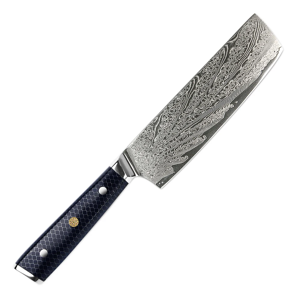 

Mini cleaver 67 Layers VG10 Damascus Steel 7 inch Nakiri chef Knife with Honey Comb Resin Handle