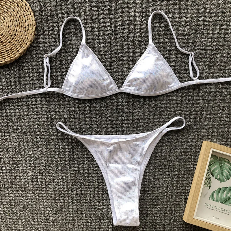 2020 Oem Customized Women Swimwear Metallic Shiny Fabric Two Pieces Bikinis Buy Bikinis,2020