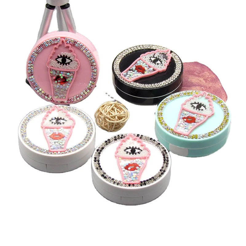 

Rhinestone Contact Lens Case Box Travel Kit Container Custom Contact Lenes Case Glasses Box, Customized