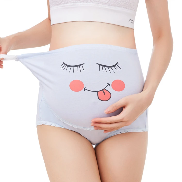 

Maternal breathable high rise stomach lift cute cartoon print pregnant women's underwear large size seamless panties