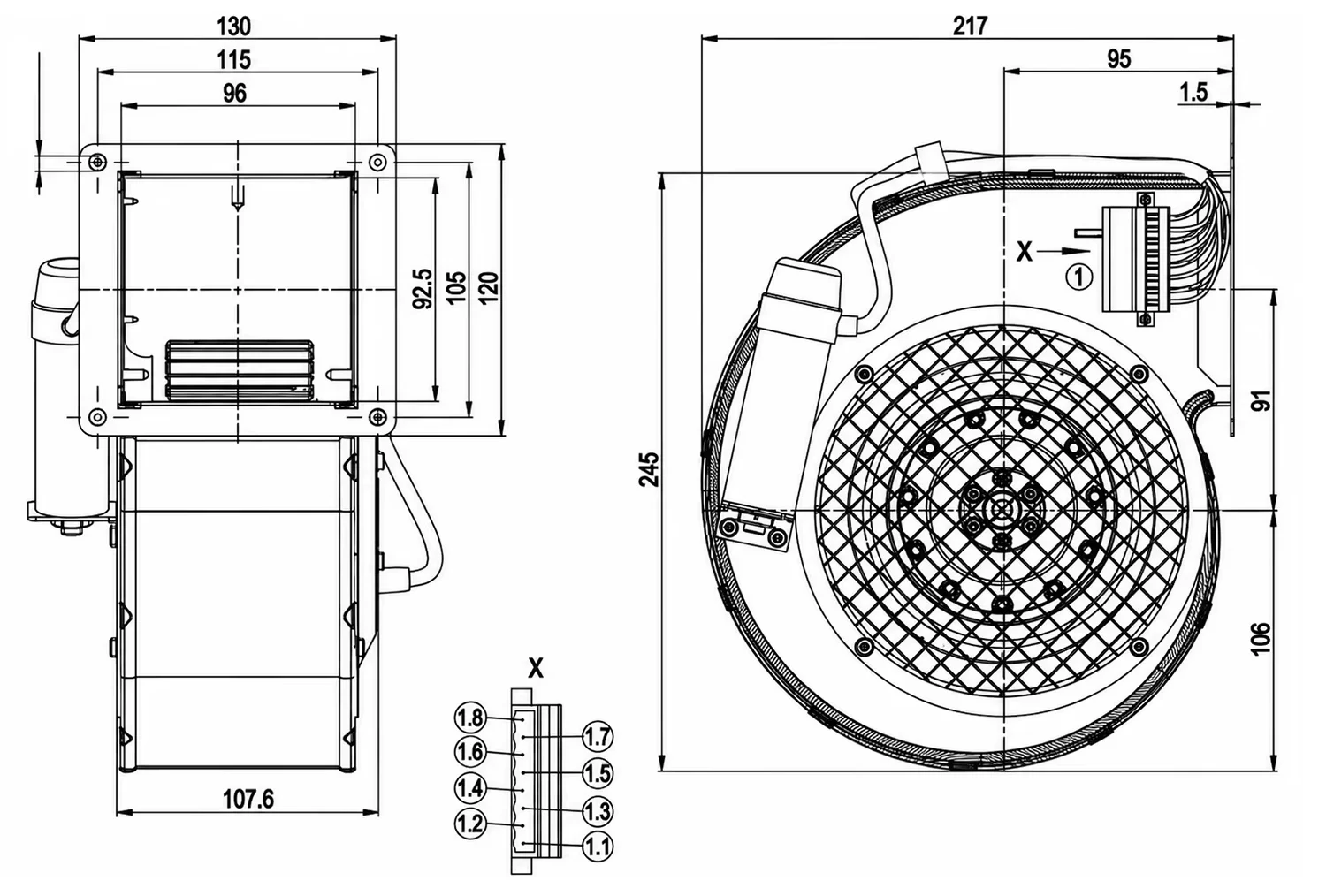 Centrifugal Blower, G2E140-PI32-10, 115V, 140mm, IP44 - detail 10