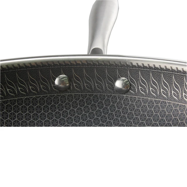 

Honeycomb fry pan  stainless steel 304 frying pan with stainless steel handle