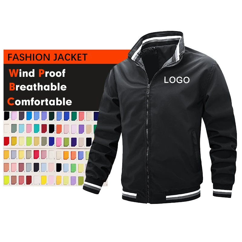 

Custom Logo Polo Sportswear Polyester Blank Jacket Sports Training Long Sleeve Bomber Jackets Stand-Up Collar Coat