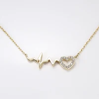 

2020 Fashion Custom Oem Jewellery Heart Design 18K Yellow Gold Plated Necklace Jewelry With Cubic Zircon