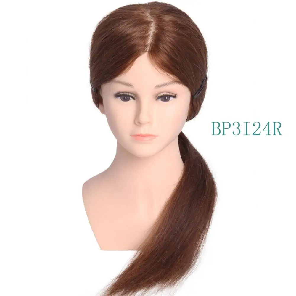 

Real human hair mannequin training head with shoulders for braiding