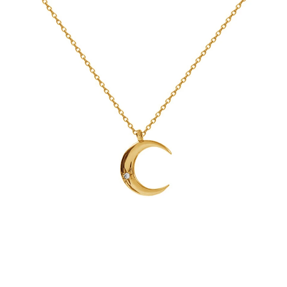 

Wholesale gold jewelry 925 sterling silver 18k gold plated cubic zircon moon pendant Necklace for women