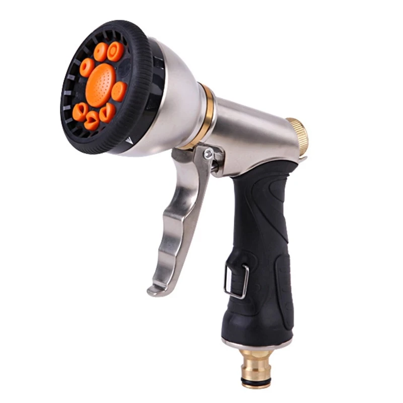 

Electroplating multifunctional high pressure water gun 9 functions front trigger water spray gun metal gold car wash water gun