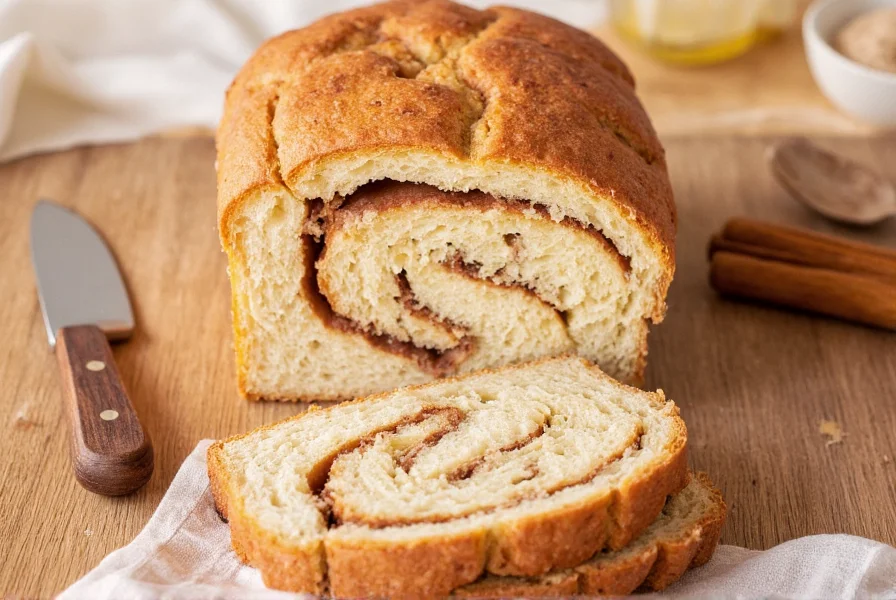 Step-by-step process of creating Amish cinnamon swirl bread with visible spiral pattern in sliced loaf