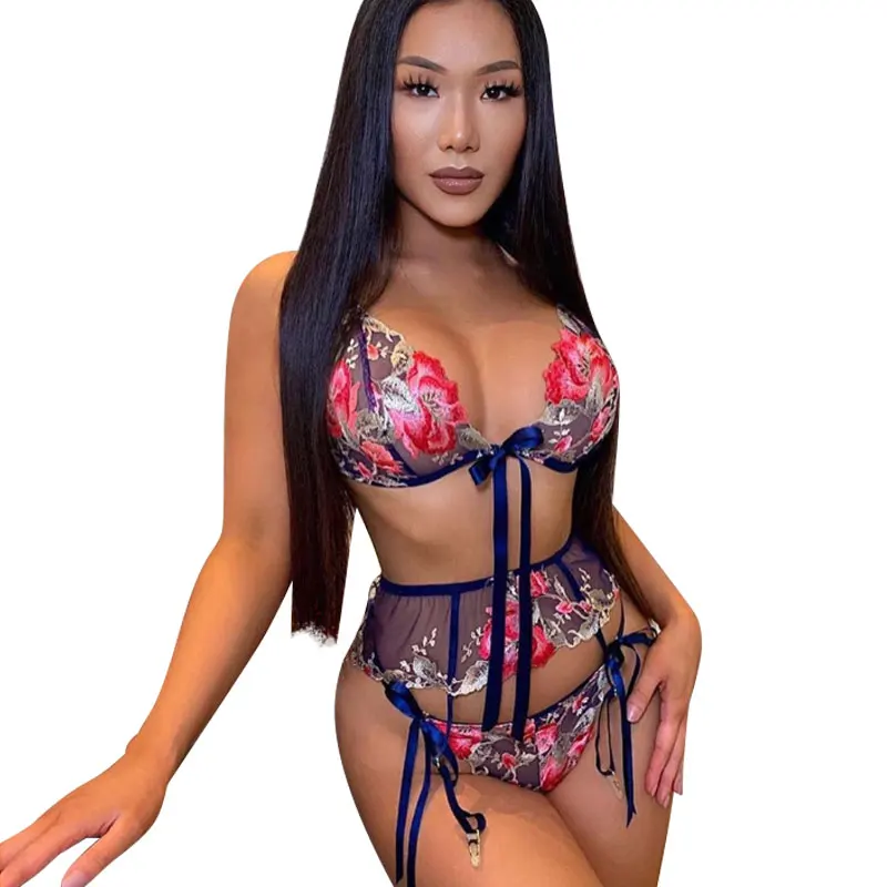 

American popular Sexi Custom Fashion USA Hot Sale Lace Embroidery Floral Lingerie Sexy Hot