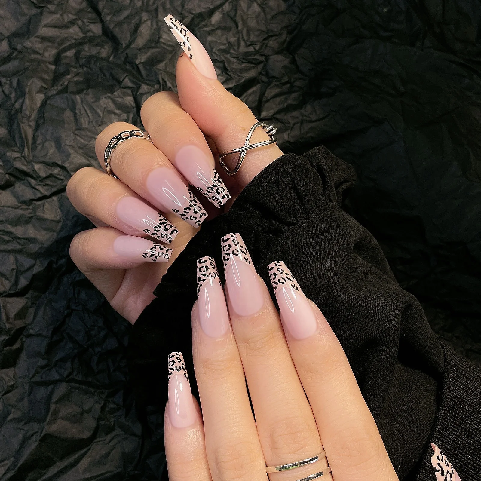 

Wholesale Nail Tips Nude Leopard Long Ballet Nail Tips for Nail Beauty, As picture
