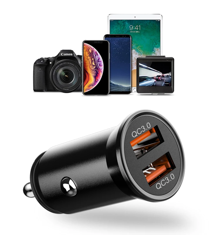 

IBD Factory 36W Car Charger Aluminium Alloy With Dual USB Charger High Quality