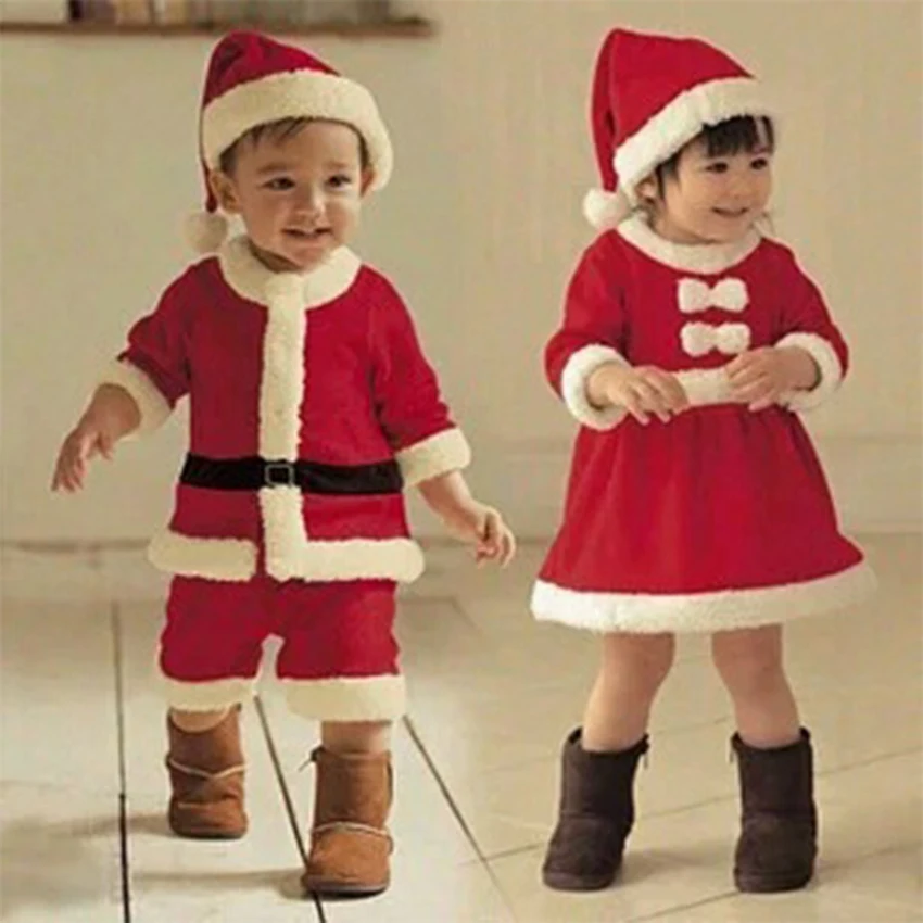 

Christmas Gifts Santa Claus Cosplay Costume Children Boys Girls' Kids Clothing 2 Two Piece Pants Sets 2021