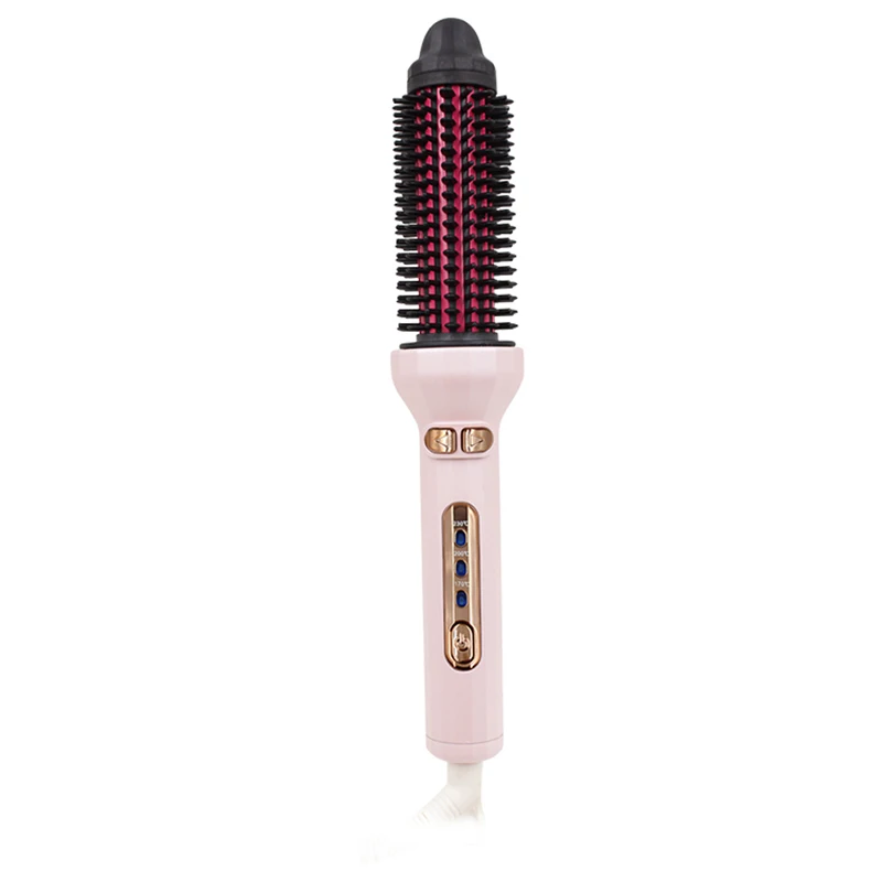 

Liquid crystal display round brush curler platinum flat iron steam permanent hair straightener, Red/black/pink