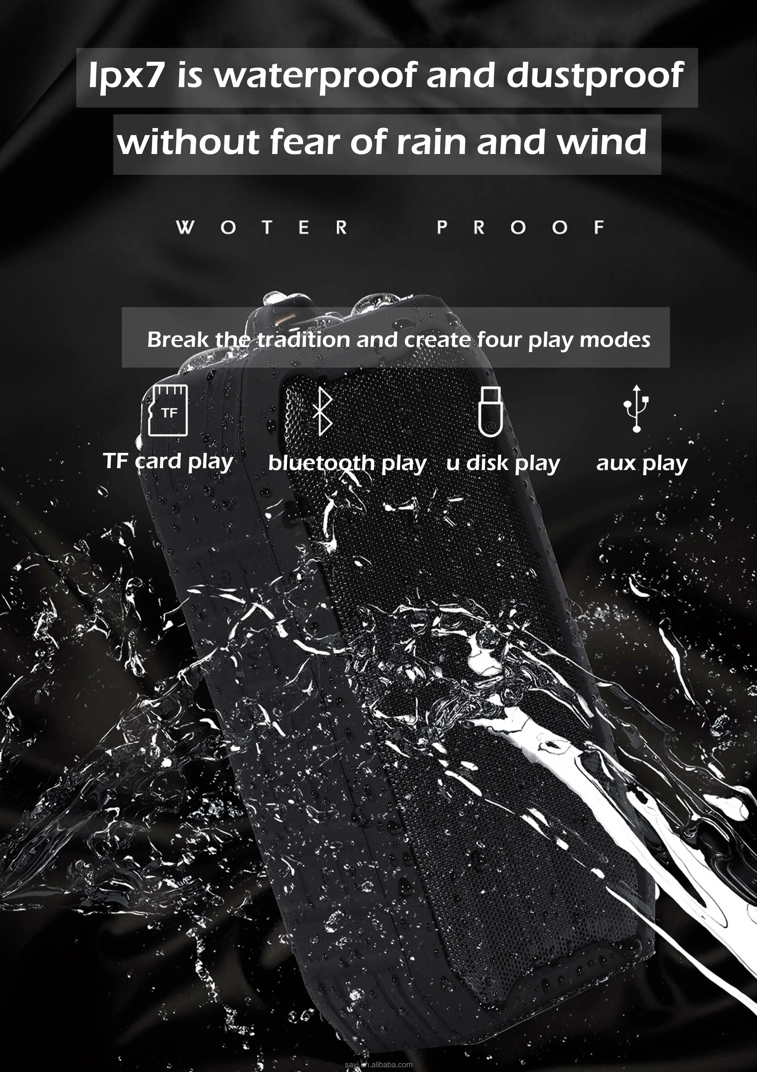 2019 IPX7 waterproof outdoor wireless speaker for music player - ANKUX.COM