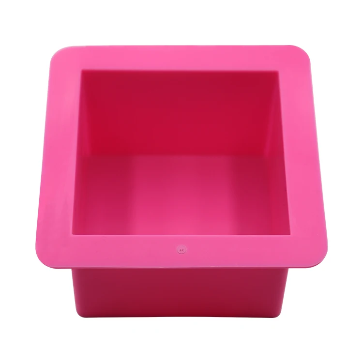 

Eco-friendly Square Shaped Single Hole 500ml Cake Mold Silicone Soap Mold For Handmade Soap Muffin Loaf And Cheesecake, Pink