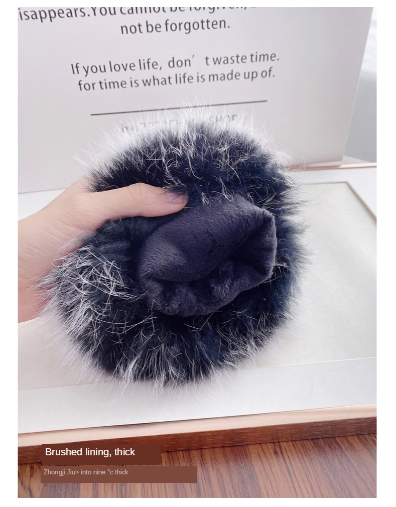 
Ladies winter leather sheep leather warm fox fur stylish and elegant touch screen gloves 