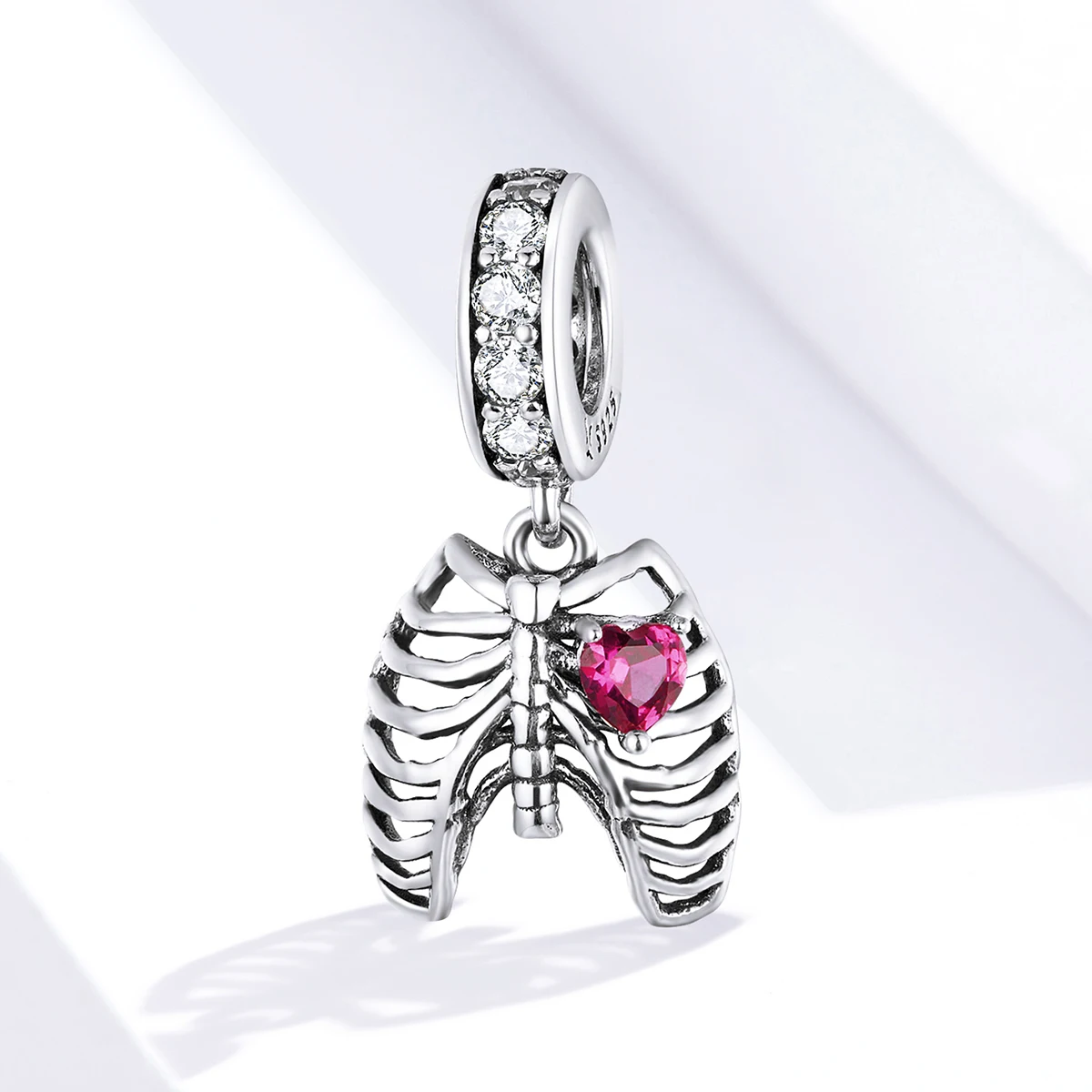 

love oath of ribs charm with zirconia 925 silver pendant charms