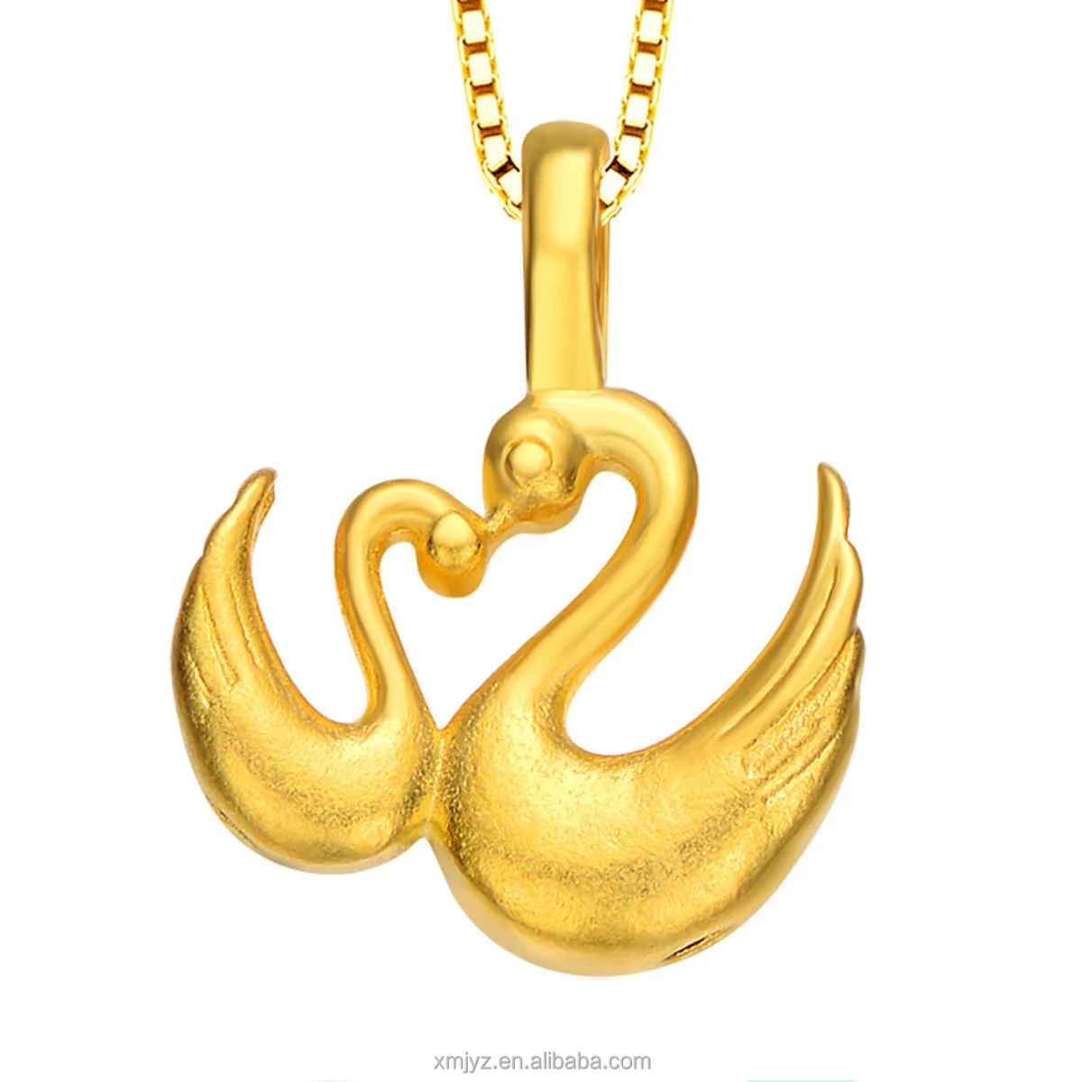 

999 swan pendant gold necklace female 3D hard gold 24K pure gold clavicle chain jewelry wholesale