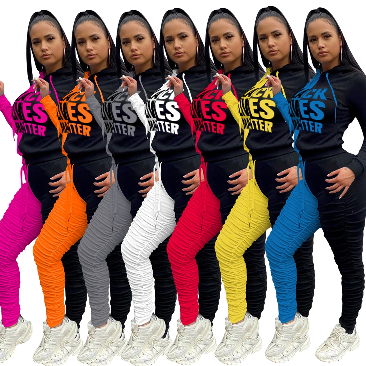 

FM-CM731 top trending bodycon slim stacked leggings sweatpants women stack pants