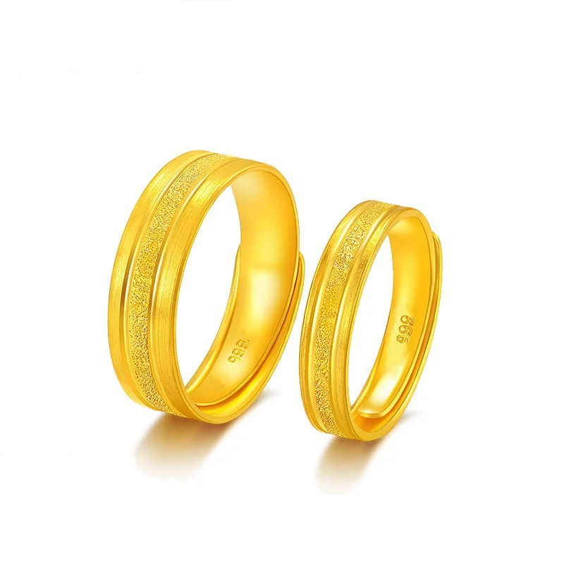 

F00047 Wholesale Custom Brass Jewelry Love Forever Bridal 24K Gold Plated Couple Ring Wedding Set