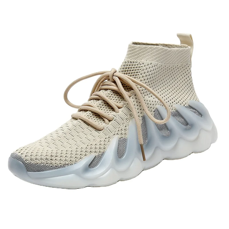 

2021High top shoes foam runner men women Couples shoes Good quality and low price trainers Coconut shoes, 2 color