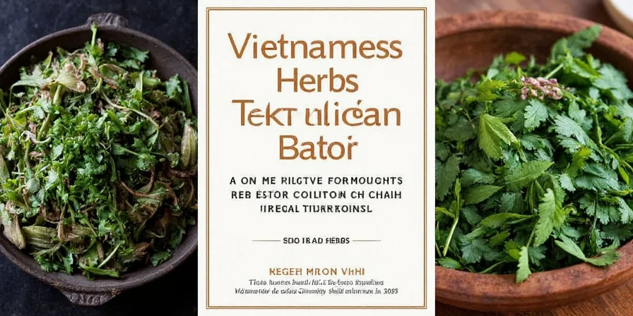 Fresh Vietnamese herbs on a plate