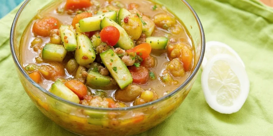 Cucumber relish featured in a summer meal setup
