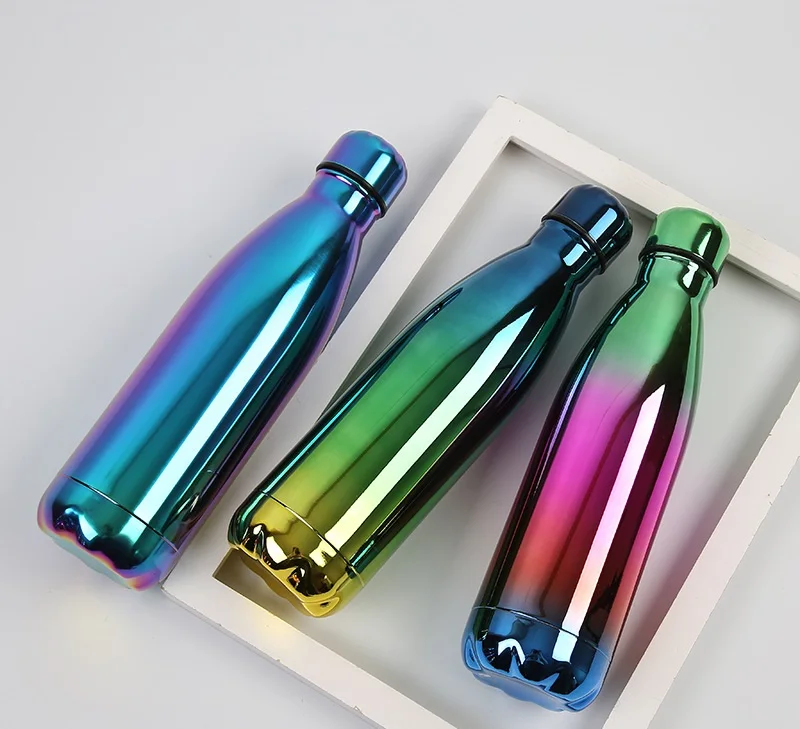 

HDT glitter electroplated color changing stainless steel cola bottle thermo vaccum flask vaso acero inoxidable termo para agua