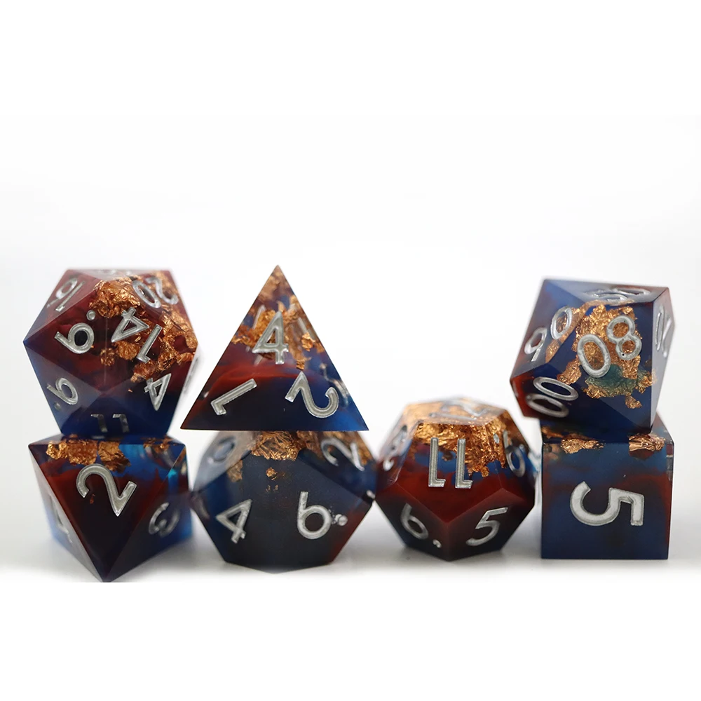 

Liquid Core Somke DND Dice Set colorful DND Board Game Dice Set With Silver Number
