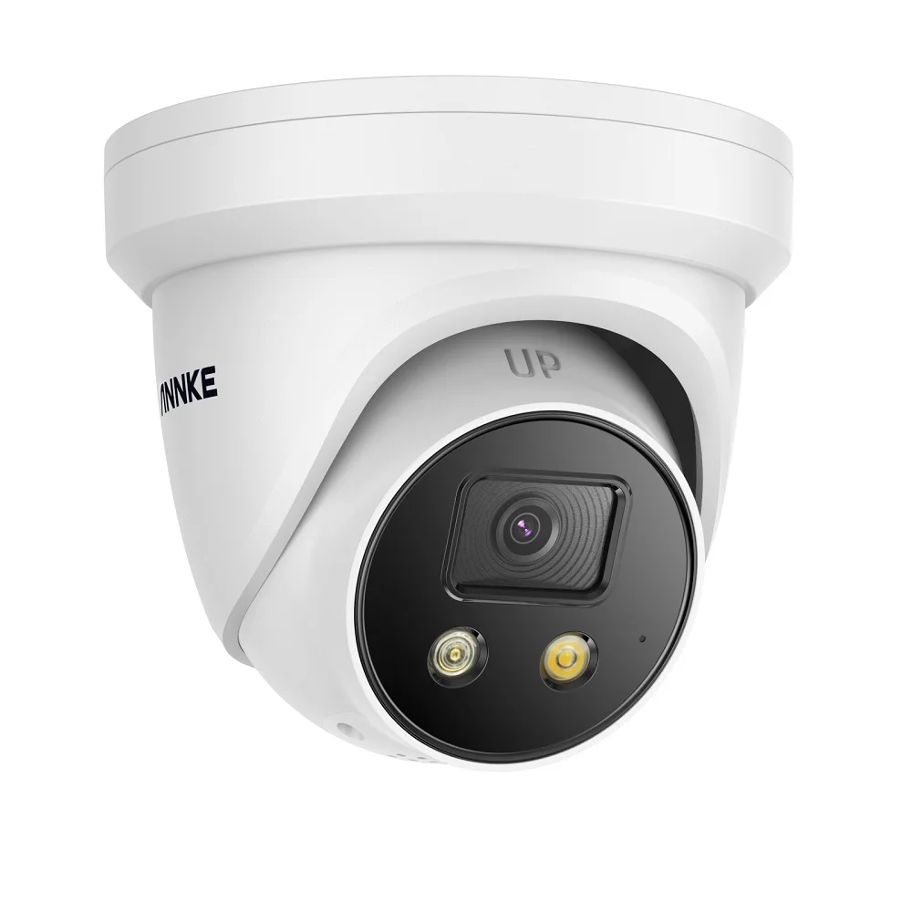 

8MP PoE IP Outdoor Turret Security Camera with Two-Way Audio IR Night Vision Outdoor Strobe Light and Audible Warning Camera