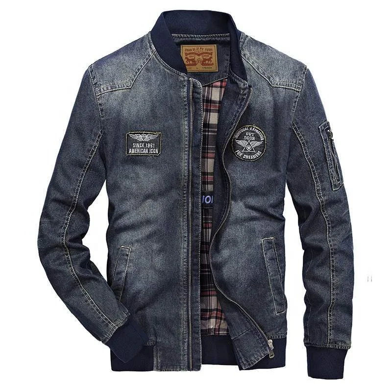 

fashionable high quality plus size customize Men'S denim Jacket